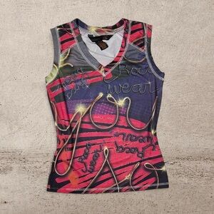 Y2K Rocawear Sleeveless Graphic Active Top Fitted